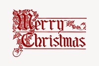 Merry Christmas text clipart, festive greeting illustration vector. Free public domain CC0 image.