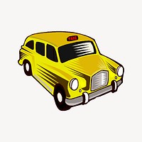 Yellow taxi clipart, public transport illustration vector. Free public domain CC0 image.