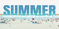 Summer word border, ripped paper, beach typography