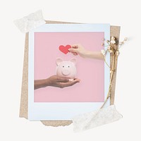 Love bank instant film frame, aesthetic flower design