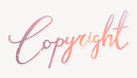 Aesthetic copyright word, gradient pink, pastel calligraphy