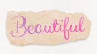 Beautiful word, gradient pink calligraphy, DIY torn paper design