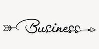 Business word, simple black calligraphy text with white outline