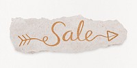 Sale word, gold glittery calligraphy on torn paper