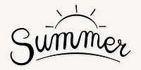 Summer word, simple black calligraphy text with white outline