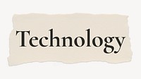 Technology word, beige torn paper typography