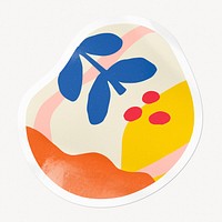 Aesthetic botanical memphis badge, abstract shape isolated image