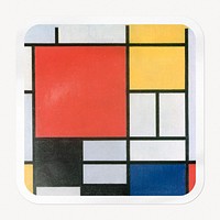 Piet Mondrian's abstract pattern square badge,  famous artwork remixed by rawpixel