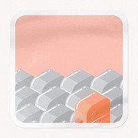 Cute block pattern square badge, pink image