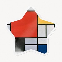 Piet Mondrian's abstract pattern star badge,  famous artwork remixed by rawpixel