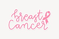 Breast cancer word, cute pink typography