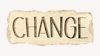 Change word, torn craft paper typography psd