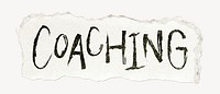 Coaching word, ripped paper typography psd