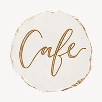 Cafe word, torn paper typography psd