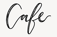 Cafe word, doodle typography, black & white design