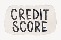 Credit score word, ripped paper typography psd