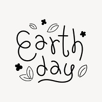 Earth day word, doodle typography, black & white design