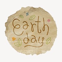 Earth day word, torn craft paper typography psd