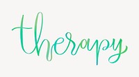 Therapy word, cute green typography