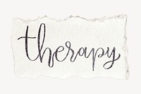 Therapy word, ripped paper typography psd