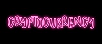 Cryptocurrency word, neon typography vector