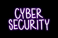 Cyber security word, neon typography psd