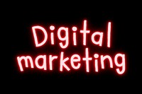 Digital marketing word, neon typography psd