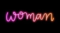 Woman word, doodle neon typography