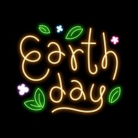 Earth day word, neon typography vector