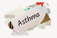 Asthma word, aesthetic paper collage typography