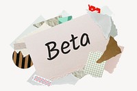 Beta word, aesthetic paper collage typography