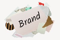 Brand word, aesthetic paper collage typography