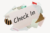 Check in word, aesthetic paper collage typography