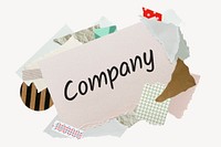 Company word, aesthetic paper collage typography