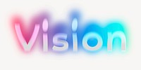 Vision word, neon psychedelic typography