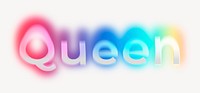 Queen word, neon psychedelic typography