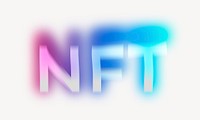 NFT word, neon psychedelic typography