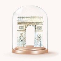 Arc de Triomphe in glass dome, Paris travel landmark concept art