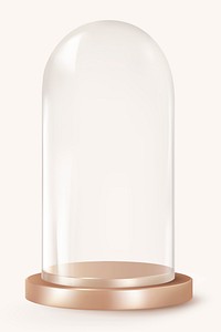 Glass dome mockup, product backdrop with rose gold base psd