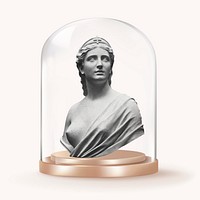 Nude Artemis statue in glass dome, Greek mythology concept art
