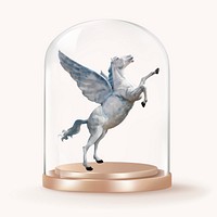 Pegasus in glass dome, mythical creature concept art