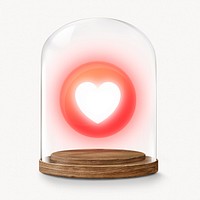 Neon heart in glass dome, Valentine's Day concept art