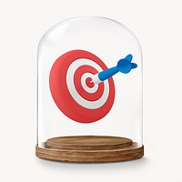 3D dartboard in glass dome, target market concept art