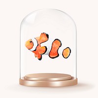 Clownfish in glass dome, sea animal concept art