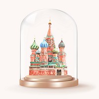 St. Basil's Cathedral in glass dome, travel landmark concept art