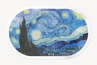 Van Gogh's Starry Night painting, oval rectangle clipart, remixed by rawpixel.