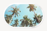 Summer palm trees, rectangle oval white border label