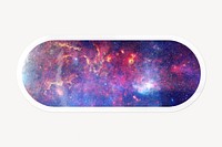 Purple galaxy sky, long oval shape clipart with white border