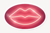Kiss neon sign, oval clipart with white border