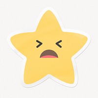 Helpless star emoji, sad and anxious clipart with white border